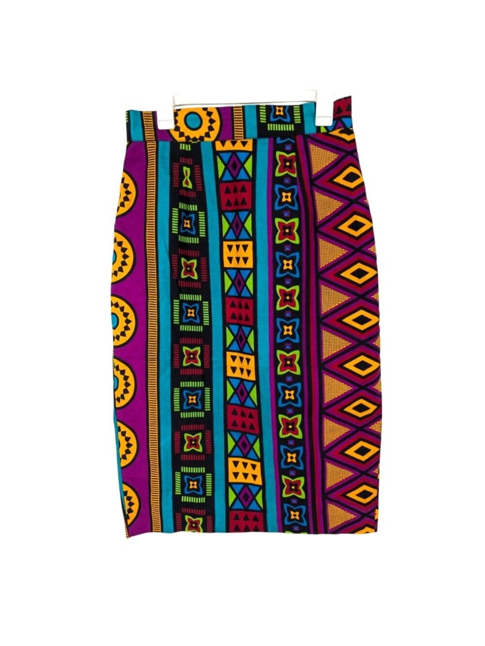 Handmade Pencil Midi Skirt Tribal Print Boho Statement Artisan Retro Y2K Medium‎